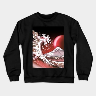 Big wave, Mount Fuji, and a blood red moon Crewneck Sweatshirt